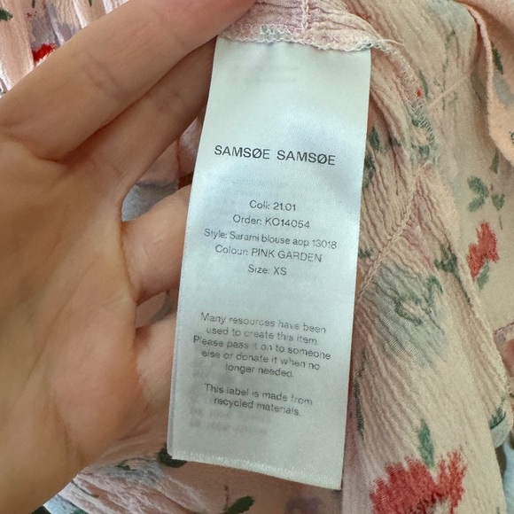 Samsøe Samsoe Sarami Garden Blouse top long sleeve high neck smock floral ruffle - Picture 6 of 10